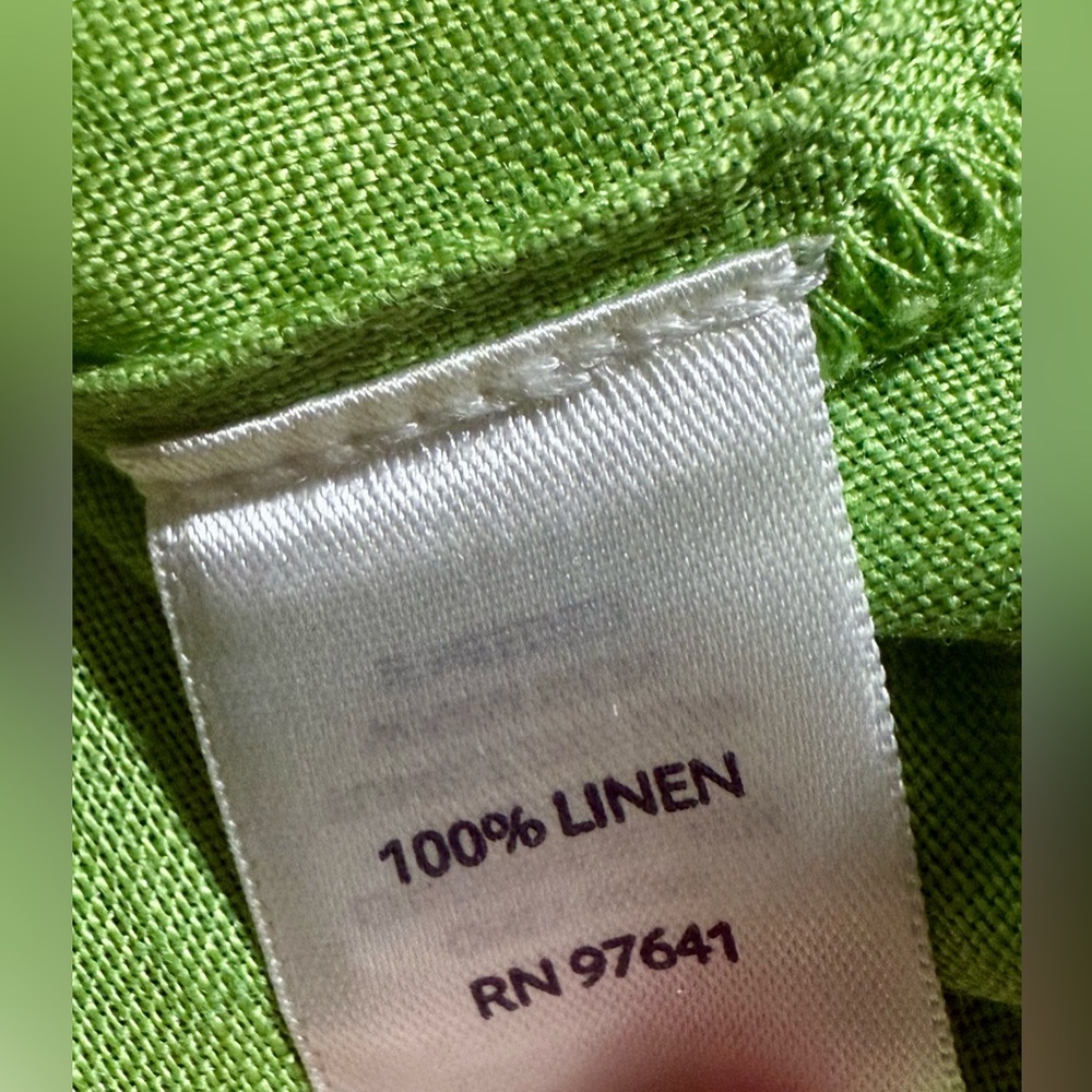 J. Jill Lime Green Button-Down 100% Linen Shirt Size-XL - Picture 4 of 10